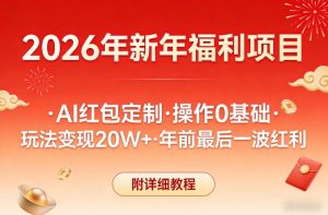 新年福利项目，AI红包定制，操作0基础，玩法变现20W+年前最后一波红利，附详细教程-520资源库