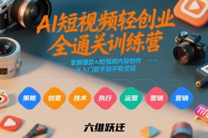 AI短视频轻创业全通关训练营，掌握爆款AI短视频内容创作，从入门新手到平稳变现的六维跃迁-520资源库