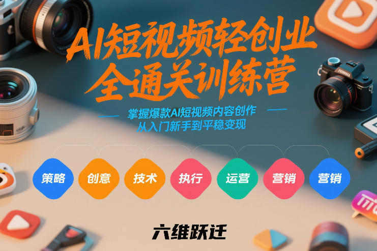 AI短视频轻创业全通关训练营，掌握爆款AI短视频内容创作，从入门新手到平稳变现的六维跃迁-520资源库