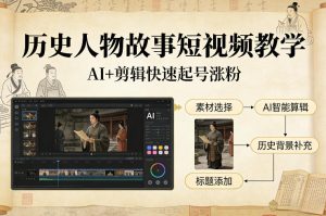 历史人物故事短视频教学，AI+剪辑制作历史人物题材短视频，快速起号涨粉-520资源库