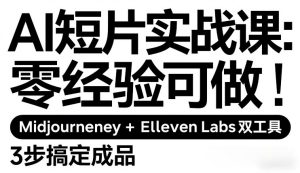 AI短片实战课：零经验可做，Midjourney+ElevenLabs双工具，3步搞定成品-520资源库