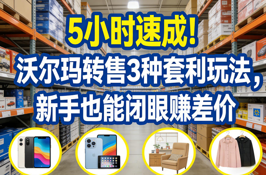 5小时速成！沃尔玛转售3种套利玩法，新手也能闭眼賺差价-520资源库