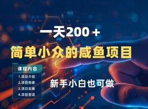 一天收入2张，一个简单小众的咸鱼项目，0门槛小白也能做-520资源库