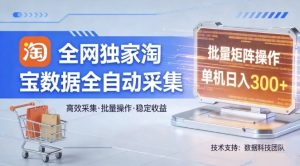 全网独家，淘宝数据全自动采集项目，批量可矩阵，单机轻松日入300【揭秘】-520资源库