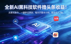 全新AI黑科技软件撸头条收益！无需写指令，一键秒过原创，每天只需半小时，稳定日入3张【揭秘】-520资源库