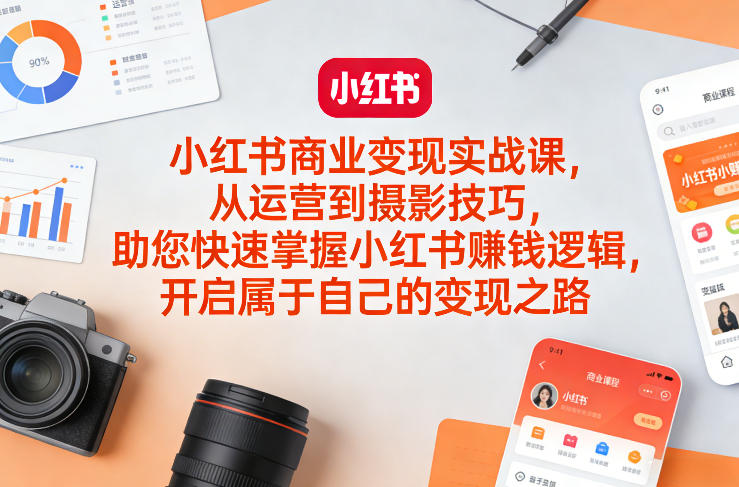 小红书商业变现实战课，从运营到摄影技巧，助您快速掌握小红书賺钱逻辑，开启属于自己的变现之路-520资源库