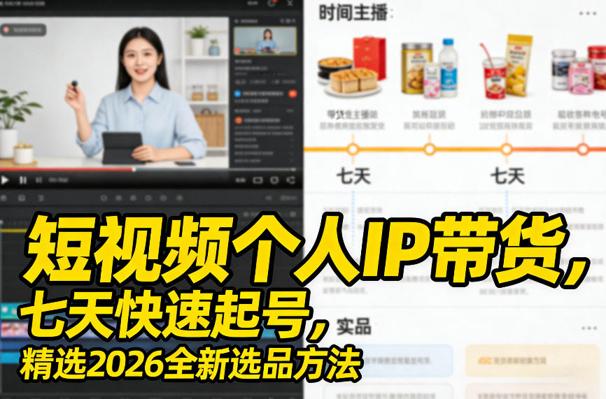 短视频个人IP带货，七天快速起号，精选2026全新选品方法-520资源库