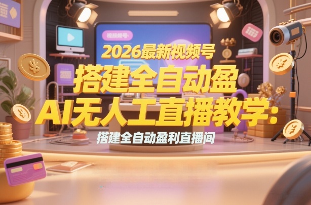 2026最新视频号AI无人直播教学：搭建全自动盈利直播间，低成本开启副业变现-520资源库