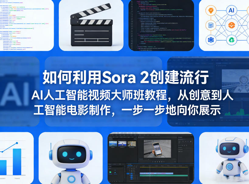如何利用Sora 2创建流行AI人工智能视频大师班教程，从创意到人工智能电影制作，一步一步地向你展示-520资源库