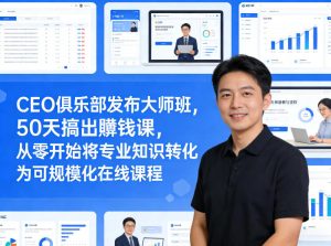 CEO俱乐部发布大师班，50天搞出賺钱课，从零开始将专业知识转化为可规模化在线课程-520资源库