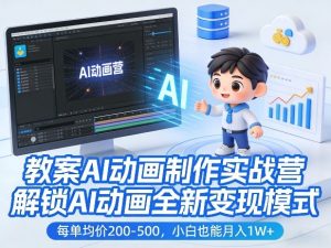 教案AI动画制作实战营，解锁AI动画全新变现模式，每单均价200-500，小白也能月入1W+-520资源库