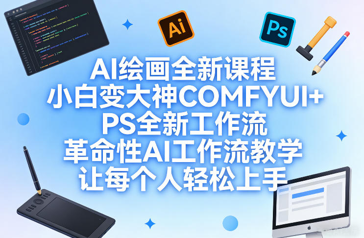 AI绘画全新课程，小白变大神COMFYUI+PS全新工作流，革命性AI工作流教学，让每个人轻松上手-520资源库