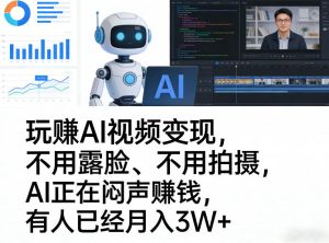 玩賺AI视频变现，不用露脸、不用拍摄，AI正在闷声賺钱，有人已经月入3W+-520资源库
