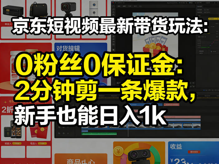 京东短视频最新带货玩法，0粉丝0保证金，2分钟剪一条爆款，新手也能日入1k+【揭秘】-520资源库