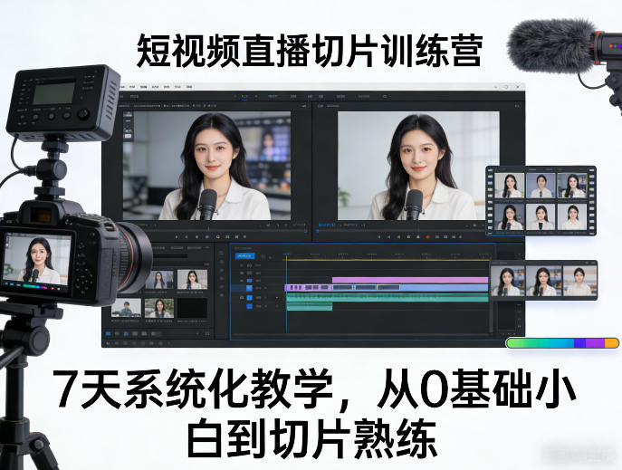 短视频直播切片训练营，7天系统化教学，从0基础小白到切片熟练-520资源库