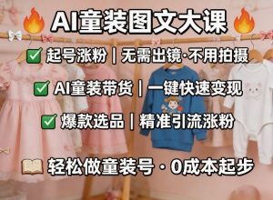 AI童装图文剪辑，某社群童装图文大课，起号涨粉、AI童装带货、爆款选品，无需出镜和拍摄-520资源库