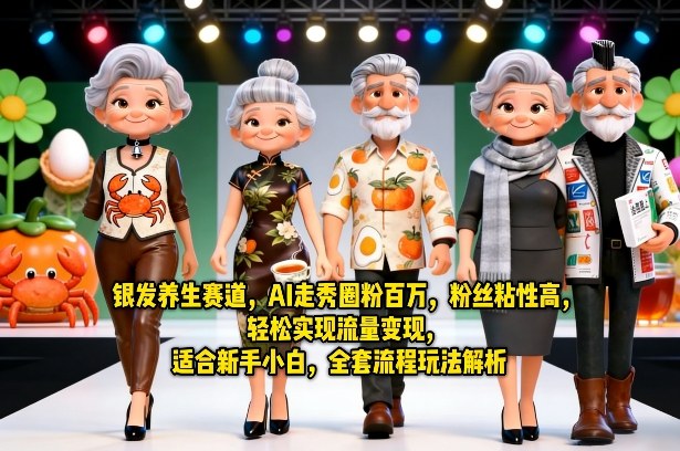 银发养生赛道，AI走秀圈粉百万，粉丝粘性高，轻松实现流量变现，适合新手小白，全套流程玩法解析-520资源库