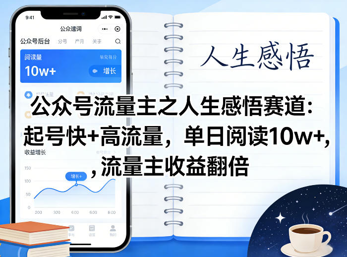 公众号流量主之人生感悟赛道，起号快+高流量，单日阅读10w+，流量主收益翻倍-520资源库