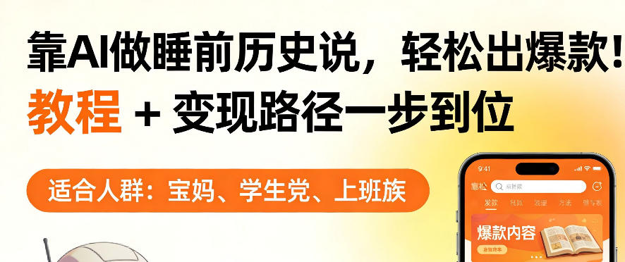 靠AI做睡前历史解说，轻松出爆款！教程+变现路径一步到位，单个视频收益1K+【揭秘】-520资源库