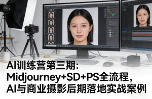 AI训练营第三期：Midjourney+SD+PS全流程，AI与商业摄影后期落地实战案例-520资源库