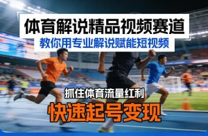 体育解说精品视频赛道，教你用专业解说赋能短视频，抓住体育流量红利，快速起号变现-520资源库