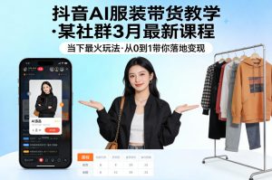 抖音AI服装带货教学，某社群3月最新课程，当下最火玩法，从0到1带你落地变现-520资源库