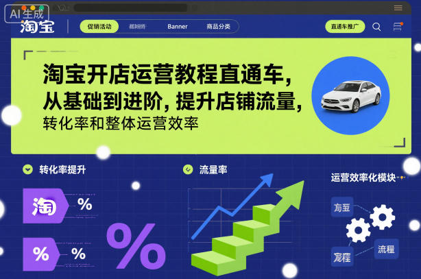 淘宝开店运营教程直通车，从基础到进阶，提升店铺流量，转化率和整体运营效率（更新26年3月）-520资源库