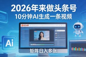 2026年来做头条号，10分钟AI生成一条视频，矩阵日入多张-520资源库