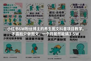 小红书6W粉丝博主的养生图文科普项目教学，不露脸只做图文，一个月居然能搞3-5W-520资源库