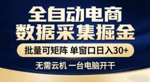 独家电商数据全自动采集项目，批量可矩阵，单窗口轻松日入3张+【揭秘】-520资源库