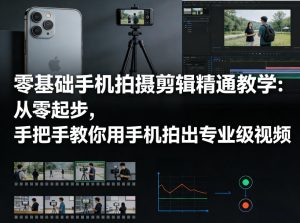 零基础手机拍摄剪辑精通教学：从零起步，手把手教你用手机拍出专业级视频-520资源库