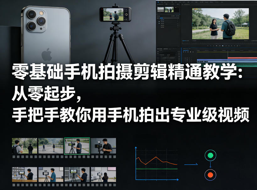 零基础手机拍摄剪辑精通教学：从零起步，手把手教你用手机拍出专业级视频-520资源库