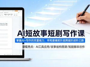 AI短故事短剧写作课，掌握AI+写作的双重能力，用笔墨铺就阶层跨越的进阶之路-520资源库