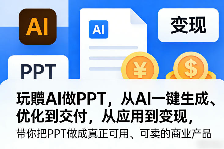 玩賺AI做PPT，从AI一键生成、优化到交付，从应用到变现，带你把PPT做成真正可用、可卖的商业产品（更新0401）-520资源库
