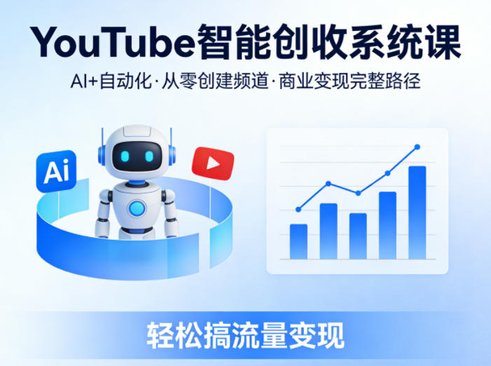 YouTube智能创收系统课，AI+自动化，从零创建YouTube频道并实现商业变现的完整路径，轻松搞流量变现-520资源库