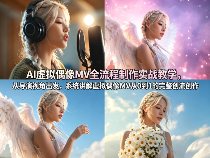 AI虚拟偶像MV全流程制作实战教学，从导演视角出发，系统讲解虚拟偶像MV从0到1的完整创作流程-520资源库
