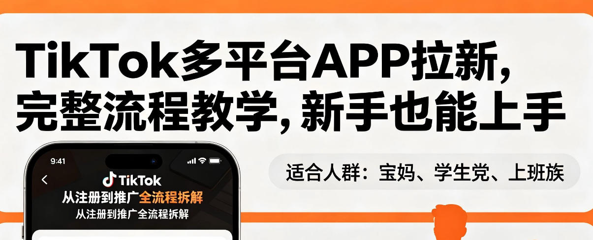 TikTok多平台APP拉新，完整流程教学，新手也能上手，轻松出海搞美金-520资源库