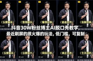 抖音30W粉丝博主AI脱口秀教学,最近刷屏的很火爆的玩法,低门槛,可复制-520资源库