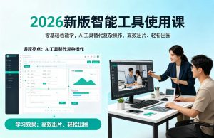 2026新版智能工具使用课,零基础也能学,用AI工具替代复杂操作,高效出片、轻松出圈-520资源库