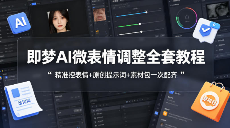 即梦AI微表情调整全套教程，精准控表情+原创提示词+素材包一次配齐-520资源库