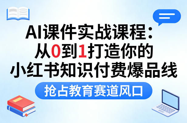AI课件实战课程，从0到1打造你的小红书知识付费爆品线，抢占教育赛道风口-520资源库
