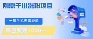 刚需千川涨粉项目,一部手机无需技术,单日变现1k+,当天做当天见收益【揭秘】-520资源库