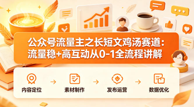 公众号流量主之长短文鸡汤赛道，流量稳+高互动，从0-1全流程讲解-520资源库