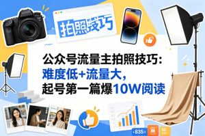 公众号流量主之拍照技巧赛道，难度低+流量大，起号第一篇就爆了10w阅读-520资源库