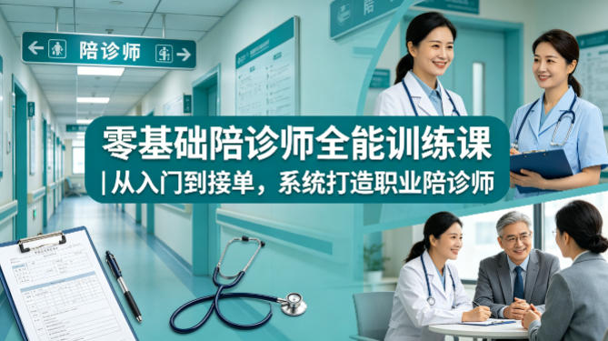 零基础陪诊师全能训练课｜从入门到接单，系统打造职业陪诊师-520资源库