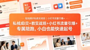 短视频IP私教实战班｜小红书流量引爆+私域成交+带徒盈利，专属陪跑，小白也能快速起号-520资源库
