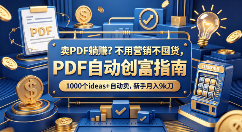 卖PDF躺賺？不用营销不囤货，PDF自动创富指南，1000个ideas+自动卖，新手月入9k刀【原创双语字幕】-520资源库