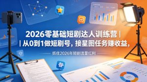 2026零基础短剧达人训练营｜从0到1做短剧号，接星图任务賺收益，抓住2026年短剧流量红利-520资源库