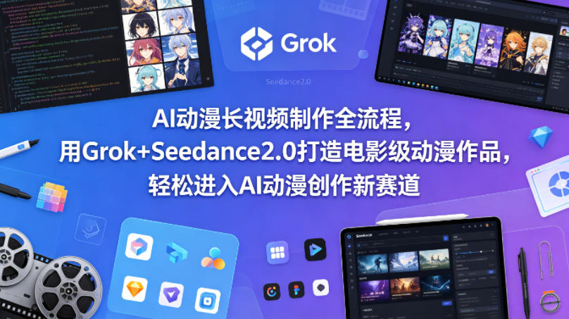 AI动漫长视频制作全流程，用Grok+Seedance2.0打造电影级动漫作品，轻松进入AI动漫创作新赛道-520资源库