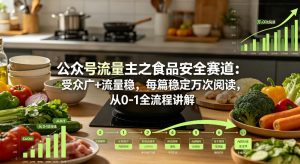 公众号流量主之食品安全赛道，受众广+流量稳，每篇作品稳定万次阅读，从0-1全流程讲解-520资源库